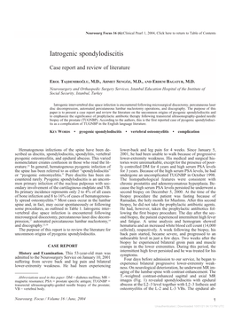Iatrogenic Spondylodiscitis