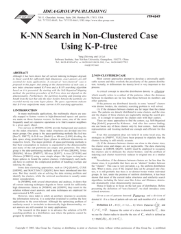 K-NN Search in Non-Clustered Case Using K-P-Tree