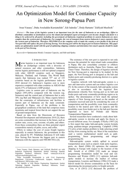 An Optimization Model for Container Capacity in New Sorong-Papua Port