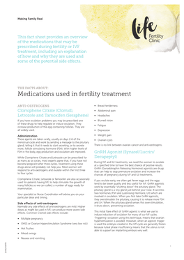 Medications Used in Fertility Treatment