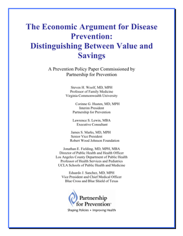 The Economic Argument for Disease Prevention: Distinguishing Between Value and Savings