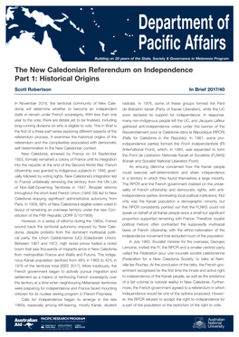 The New Caledonian Referendum on Independence Part 1: Historical Origins Scott Robertson in Brief 2017/40