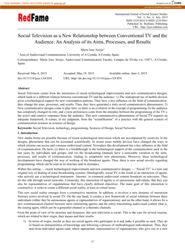 Social Television As a New Relationship Between Conventional TV and the Audience: an Analysis of Its Aims, Processes, and Results