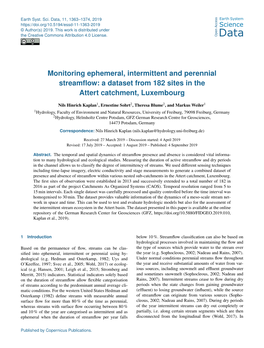 Monitoring Ephemeral, Intermittent and Perennial Streamflow