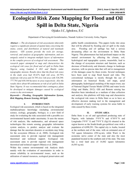 Ecological Risk Zone Mapping for Flood and Oil Spill in Delta State, Nigeria Ojiako J.C, Igbokwe, E.C