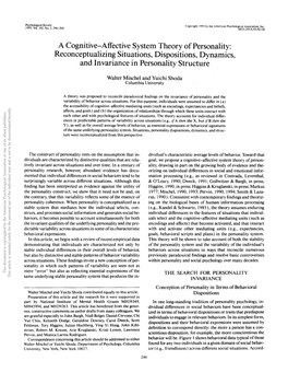 A Cognitive-Affective System Theory of Personality: Reconceptualizing Situations, Dispositions, Dynamics, and Invariance in Personality Structure