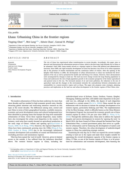 Lhasa: Urbanising China in the Frontier Regions ⁎ Tingting Chena,B, Wei Langa,B, , Edwin Chanc, Conrad H