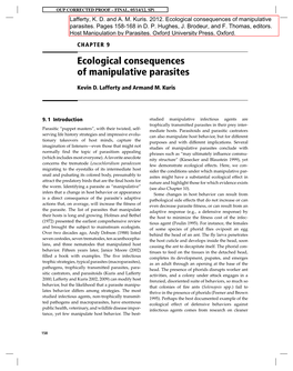 Ecological Consequences of Manipulative Parasites