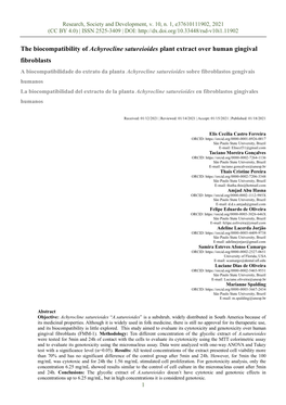 The Biocompatibility of Achyrocline Satureioides Plant Extract Over