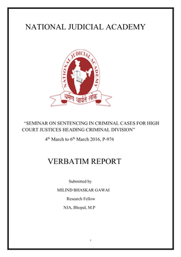National Judicial Academy Verbatim Report