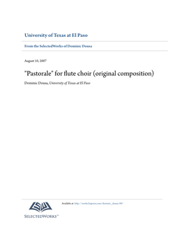 "Pastorale" for Flute Choir (Original Composition) Dominic Dousa, University of Texas at El Paso