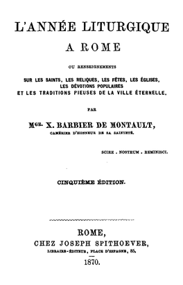 L'année Liturgique À Rome