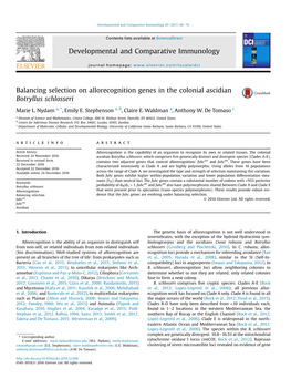 Balancing Selection on Allorecognition Genes in the Colonial Ascidian Botryllus Schlosseri