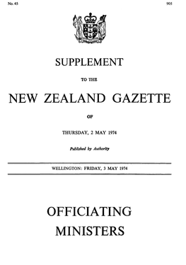 New Zealand Gazette Officiating Ministers