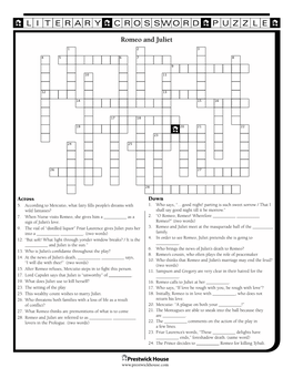 Romeo and Juliet Crossword Puzzle