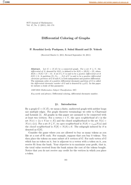 Differential Coloring of Graphs 163