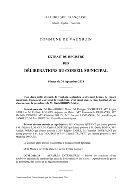 Déliberations Du Conseil Municipal