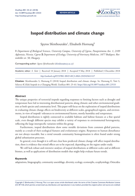 Isopod Distribution and Climate Change 25 Doi: 10.3897/Zookeys.801.23533 REVIEW ARTICLE Launched to Accelerate Biodiversity Research