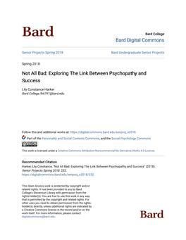 Not All Bad: Exploring the Link Between Psychopathy and Success