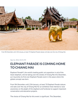 ​Elephant Parade Is Coming Home to Chiang