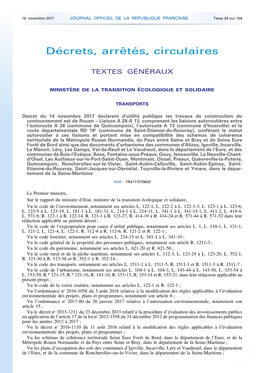 Décret En Conseil D'etat Du 14 Novembre 2017 Déclarant D'utilité Publique Le Projet De