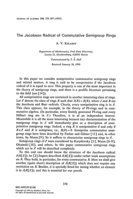 The Jacobson Radical of Commutative Semigroup Rings