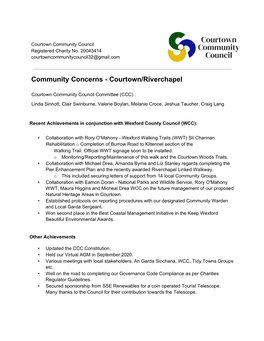 Community Concerns - Courtown/Riverchapel