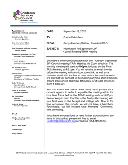 CSC Monthly Council Meeting 9/24/2020