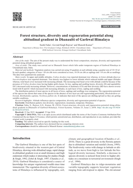 Forest Structure, Diversity and Regeneration Potential Along Altitudinal Gradient in Dhanaulti of Garhwal Himalaya