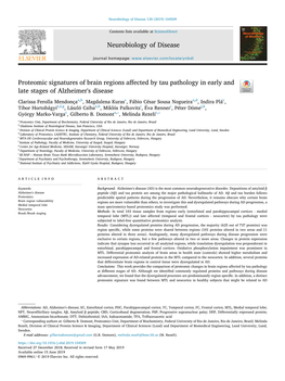 Proteomic Signatures of Brain Regions Affected by Tau Pathology in Early and Late Stages of Alzheimer's Disease