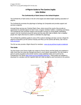 A Pilgrim Guide to the Camino Inglés John Walker