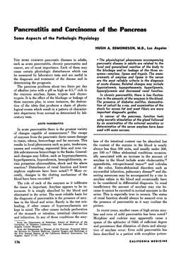 Pancreatitis and Carcinoma of the Pancreas Some Aspects of the Pathologic Physiology