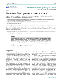 The Role of Fibrinogen-Like Proteins in Cancer