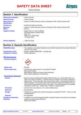 Download the Carbon Dioxide Liquid (Airgas) Safety Data Sheet