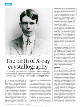 The Birth of X-Ray Crystallography