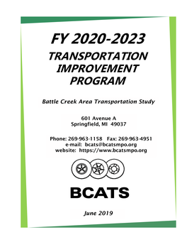 FY 2020-2023 Transportation Improvement Program (TIP) in January, 2019 and April, 2019 to the Following Consultation Agencies*