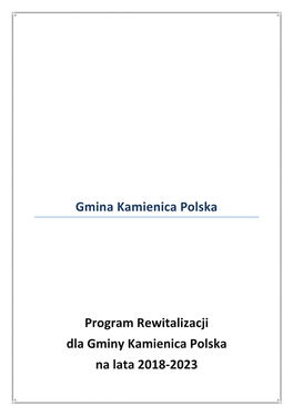 Gmina Kamienica Polska Program Rewitalizacji Dla Gminy Kamienica