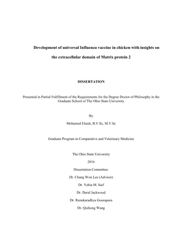 Development of Universal Influenza Vaccine in Chicken with Insights On