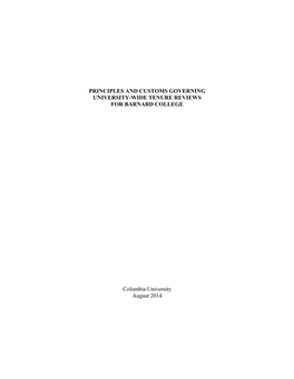 Principles and Customs Governing University-Wide Tenure Reviews for Barnard College