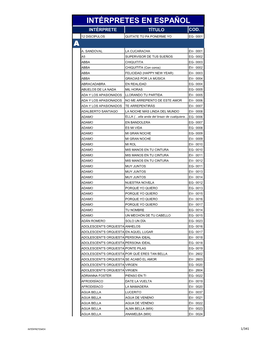 Intérpretes En Español Intérprete Título Cod