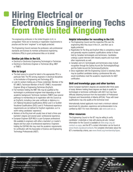 Hiring Electrical Or Electronics Engineering Techs from the United