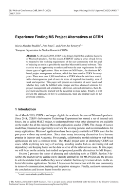 Experience Finding MS Project Alternatives at CERN