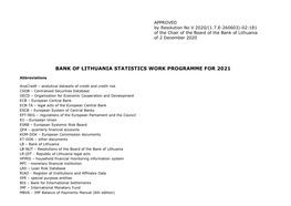 Bank of Lithuania Statistics Work Programme for 2021