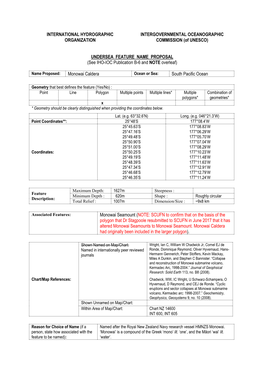INTERNATIONAL HYDROGRAPHIC ORGANIZATION INTERGOVERNMENTAL OCEANOGRAPHIC COMMISSION (Of UNESCO) UNDERSEA FEATURE NAME PROPOSAL