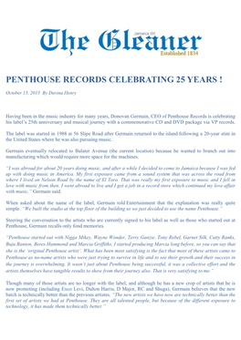 Penthouse Records Celebrating 25 Years !