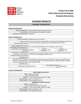 Housing Projects Summary Information