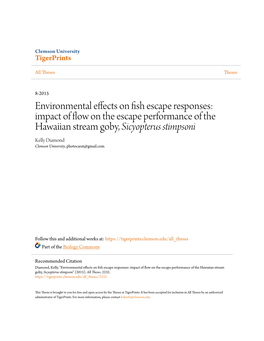 Environmental Effects on Fish Escape Responses