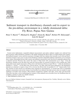 Sediment Transport in Distributary Channels and Its Export to the Pro-Deltaic Environment in a Tidally Dominated Delta: Fly River, Papua New Guinea