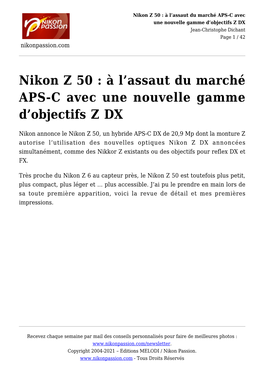 Nikon Z 50 : À L&Rsquo;Assaut Du Marché APS-C Avec Une Nouvelle Gamme D&Rsquo;Objectifs Z DX