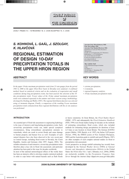 Regional Estimation of Design 10-Day Precipitation Totals in the
